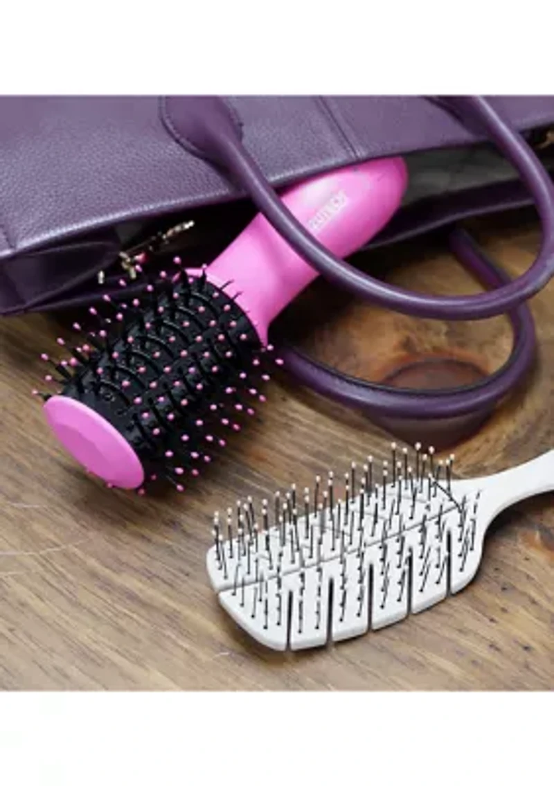 Portable 2-in-1 Hair Dryer With Volumizing Brush