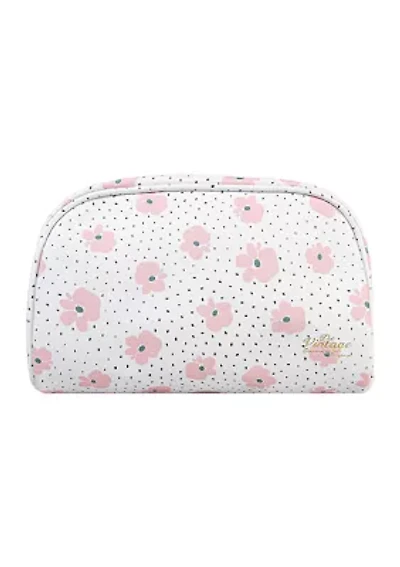 Floral Faux Leather Cosmetic Bag