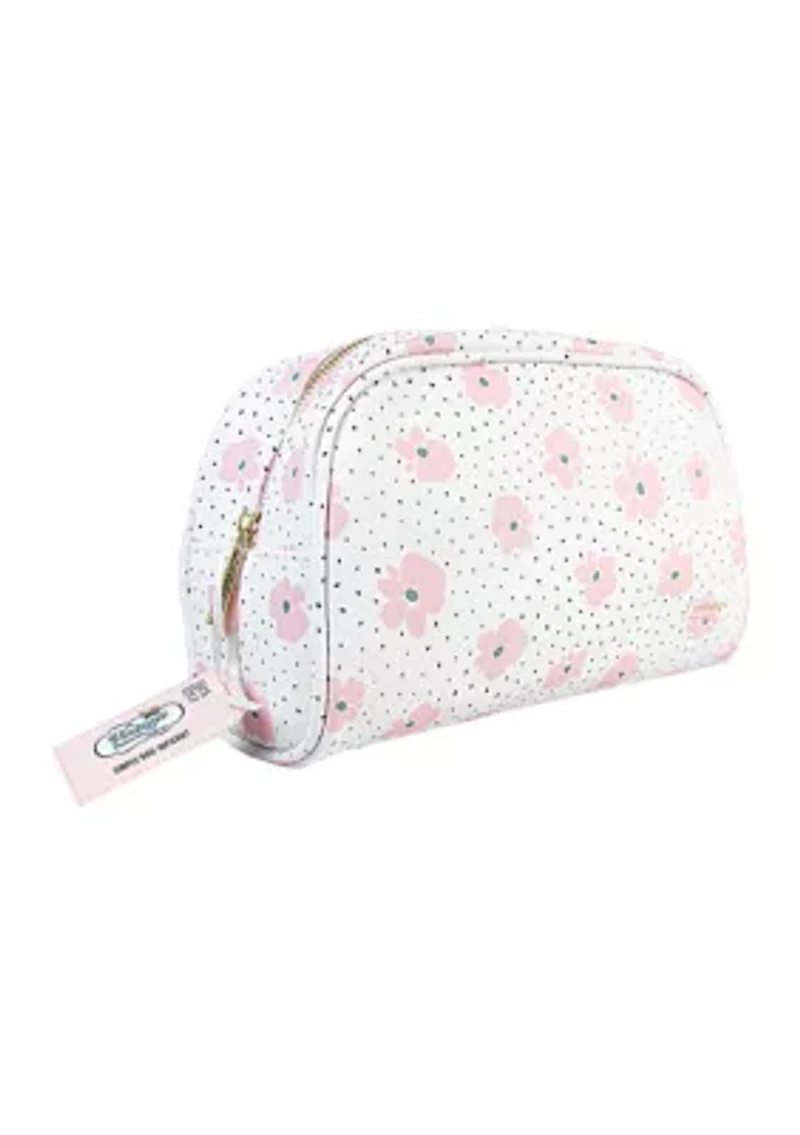 Floral Faux Leather Cosmetic Bag