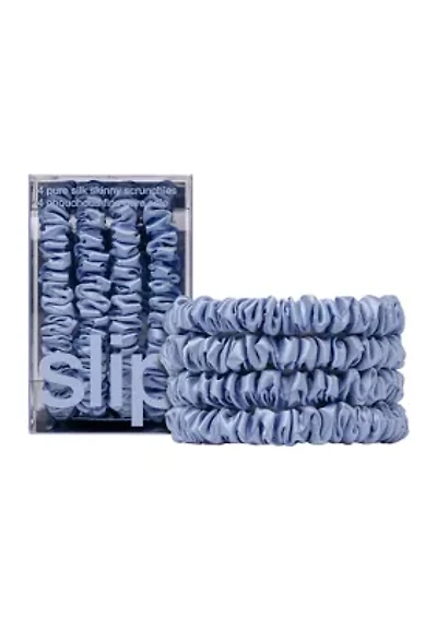 Pure Silk Skinny Scrunchies - Cornflower