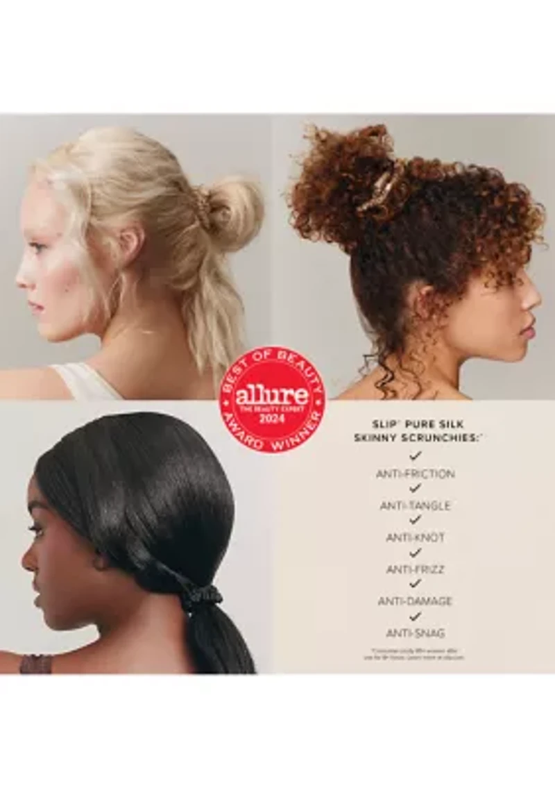 Pure Silk Skinny Scrunchies - Cornflower