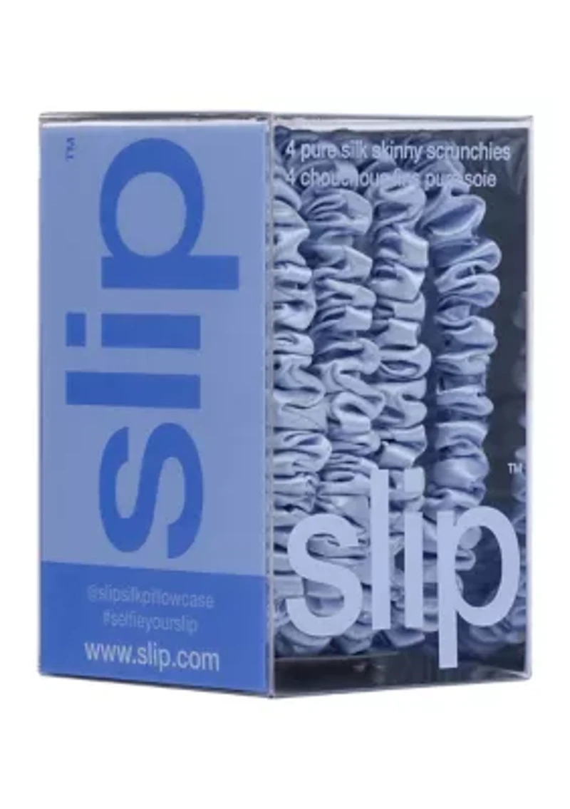 Pure Silk Skinny Scrunchies - Cornflower