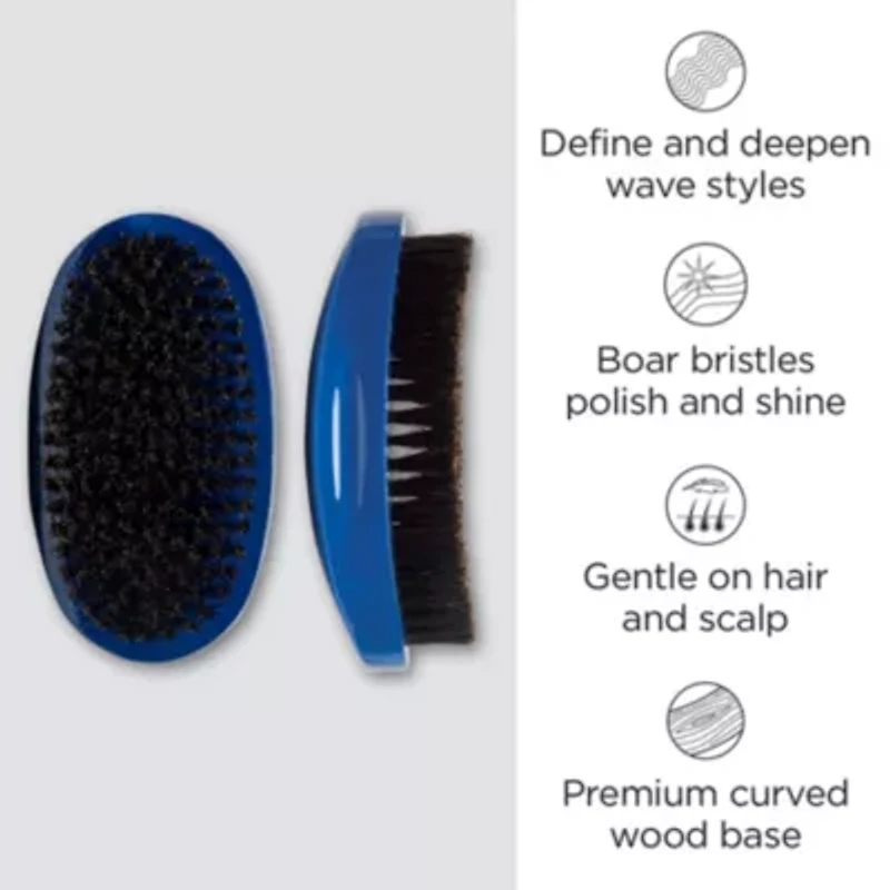 Mens Prestige 100 Percent Boar Curved Military Wave Brush