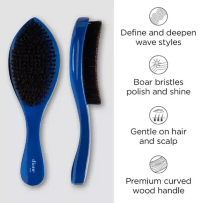 Mens Prestige 100 Percent Boar Curved Military Wave Brush Wood Handle