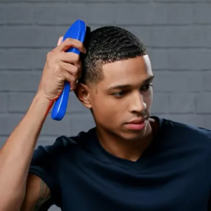 Mens Prestige 100 Percent Boar Curved Military Wave Brush Wood Handle