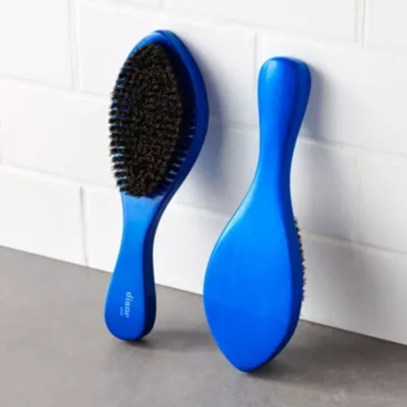 Mens Prestige 100 Percent Boar Curved Military Wave Brush Wood Handle