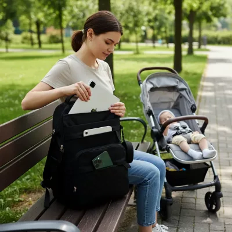 DUKAP BABY Pro Expandable Diaper Backpack Black