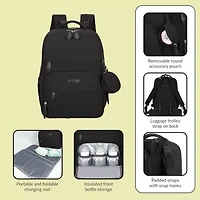 DUKAP BABY Pro Expandable Diaper Backpack Black