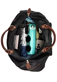 Luxe Journey 30L Twill and Vegan Leather Weekender Duffel Bag