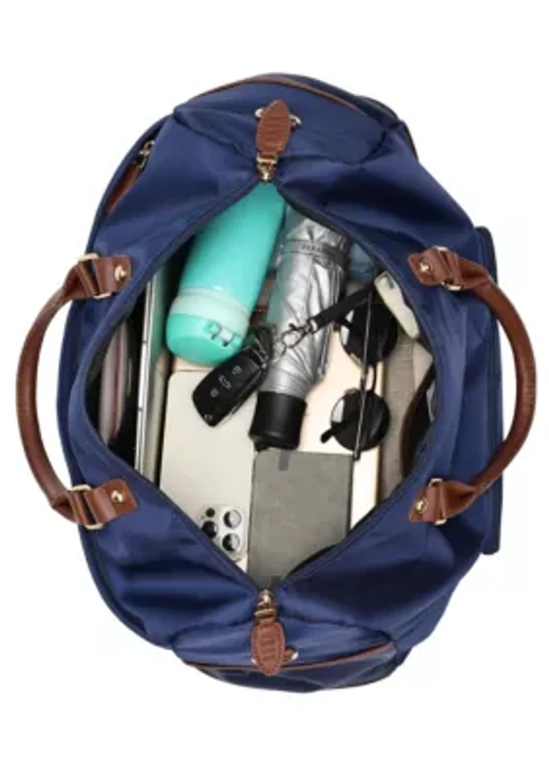 Luxe Journey 30L Twill and Vegan Leather Weekender Duffel Bag