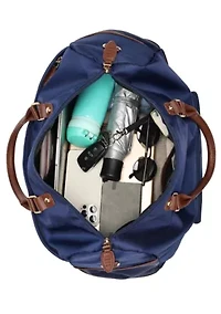 Luxe Journey 30L Twill and Vegan Leather Weekender Duffel Bag