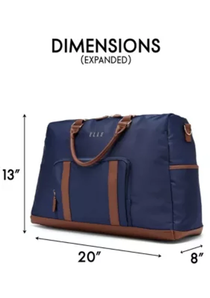 Luxe Journey 30L Twill and Vegan Leather Weekender Duffel Bag