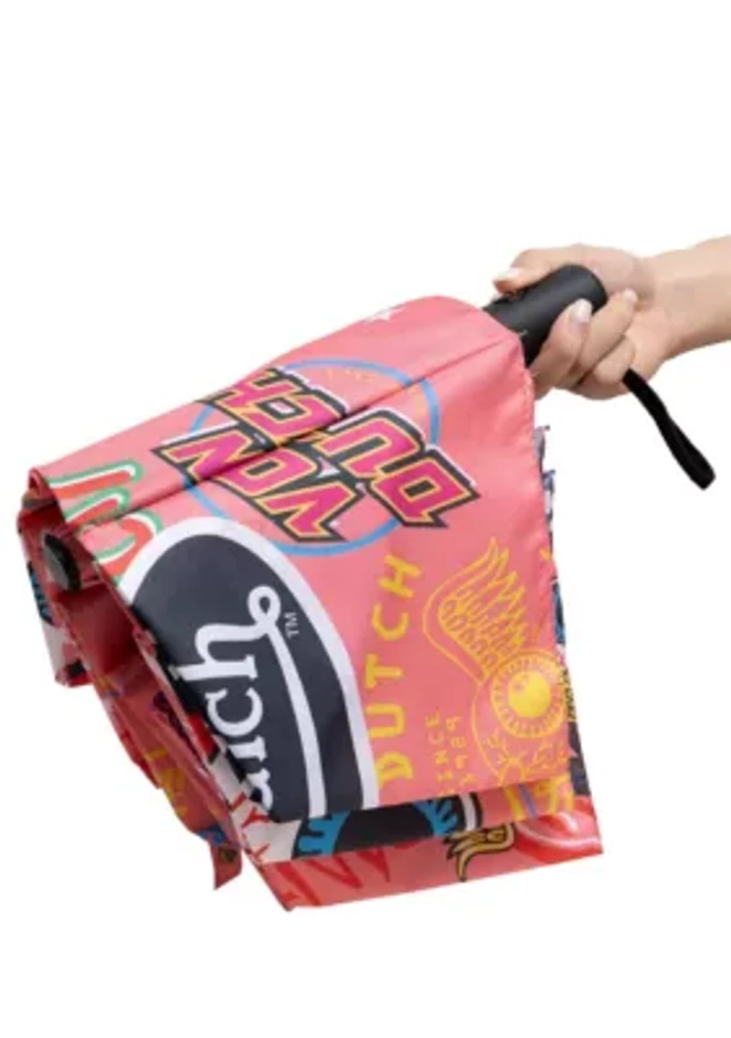 Von Dutch Pink Jax Compact Automatic Umbrella, Strong & Portable