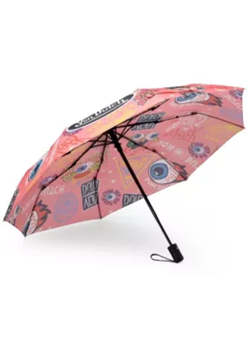 Von Dutch Pink Jax Compact Automatic Umbrella, Strong & Portable