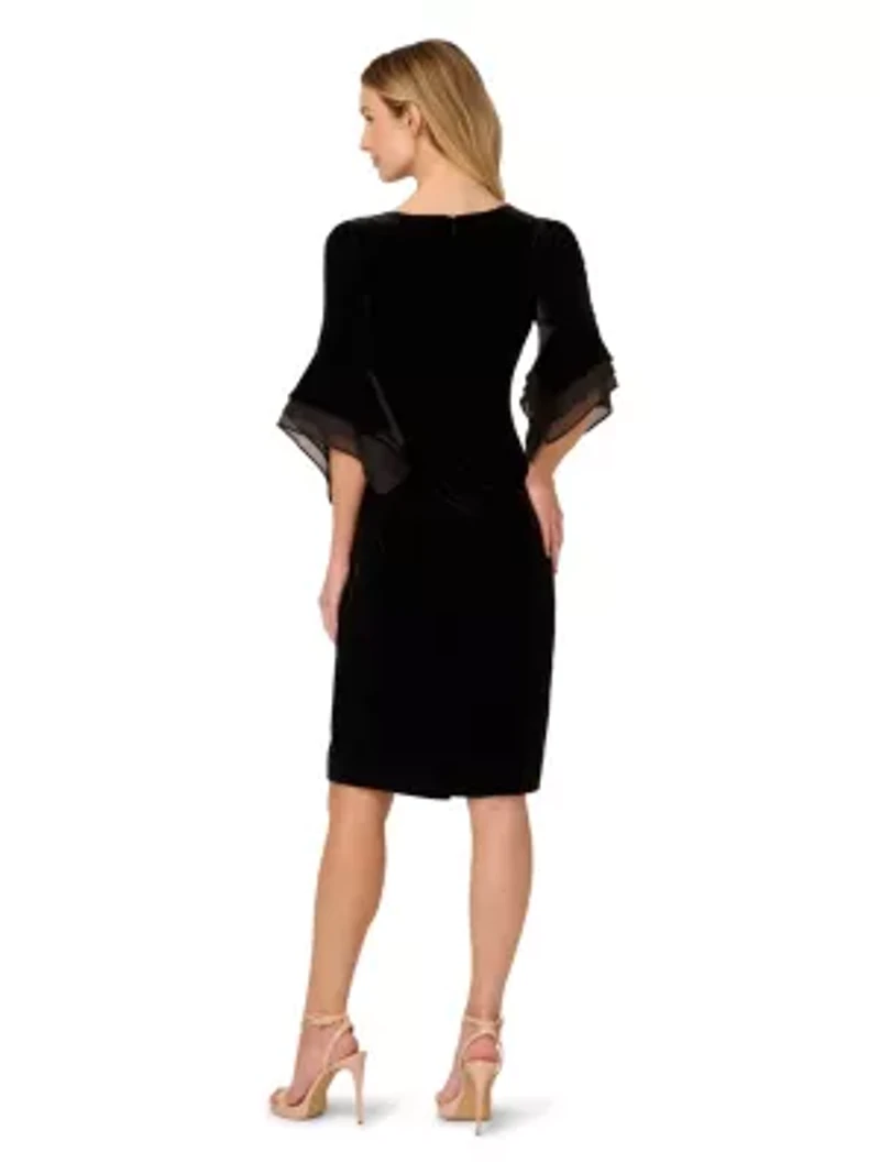 Velvet Bell Sleeve Short Dress
