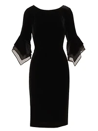 Velvet Bell Sleeve Short Dress