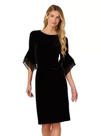 Velvet Bell Sleeve Short Dress