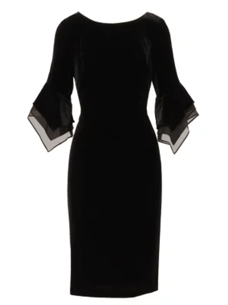 Velvet Bell Sleeve Short Dress