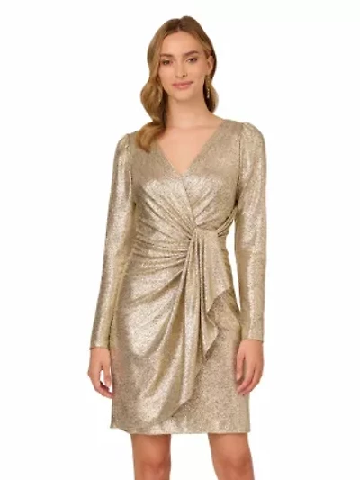 Foiled Knit Draped Dress