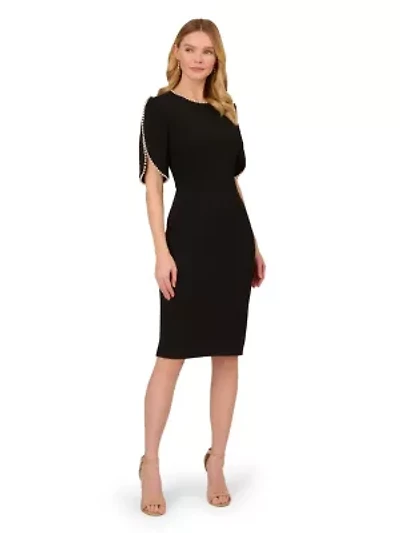 Knit Crepe Pearl Midi Dress