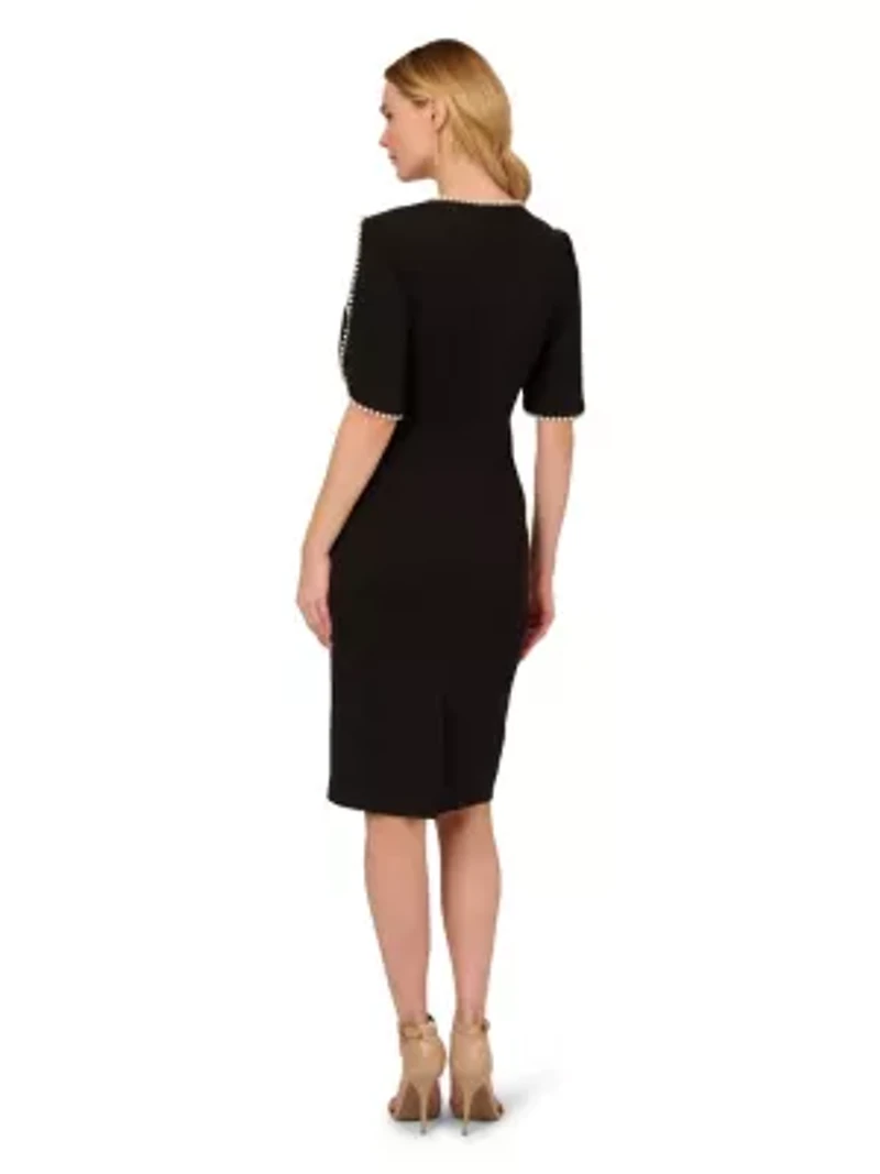 Knit Crepe Pearl Midi Dress