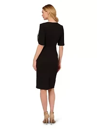 Knit Crepe Pearl Midi Dress