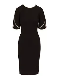 Knit Crepe Pearl Midi Dress