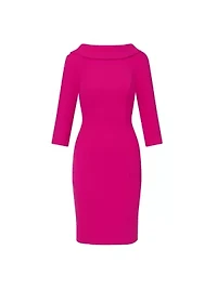 Rolled Neck Crepe Midi Dress