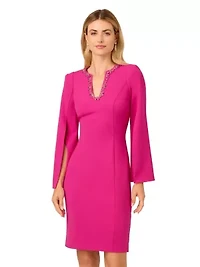 Knit Crepe Jewel Short Dress