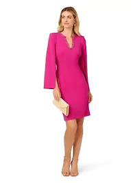 Knit Crepe Jewel Short Dress
