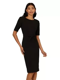 Stretch Crepe Bow Sheath Dress