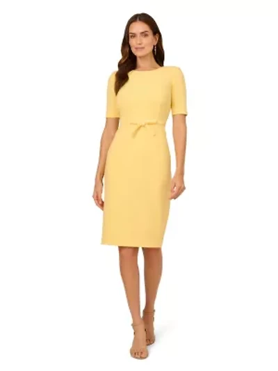 Stretch Crepe Bow Sheath Dress