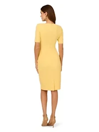 Stretch Crepe Bow Sheath Dress