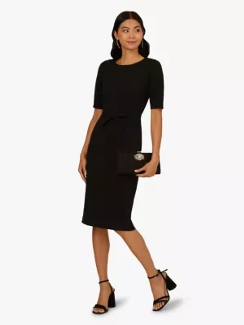 Stretch Crepe Bow Sheath Dress
