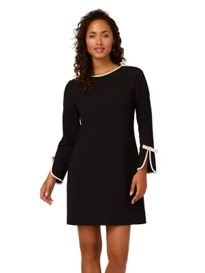 Long Sleeve Crepe Short Dress