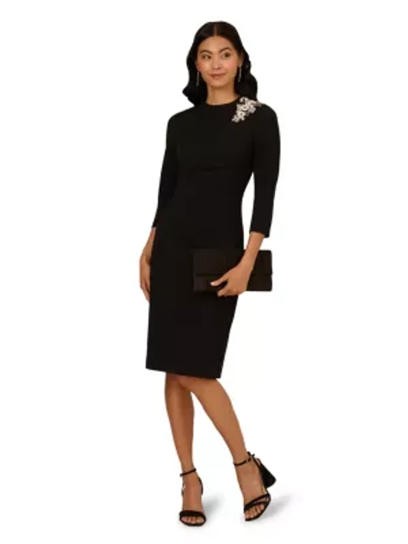 3D Floral Mockneck Short Dress