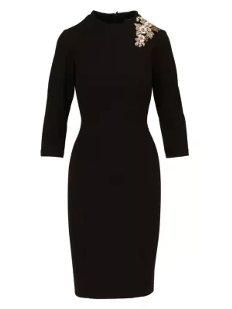 3D Floral Mockneck Short Dress