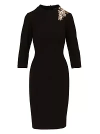 3D Floral Mockneck Short Dress