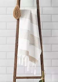 Boho Harper Stripe Knotted Tassel Hand Towels Set of 2