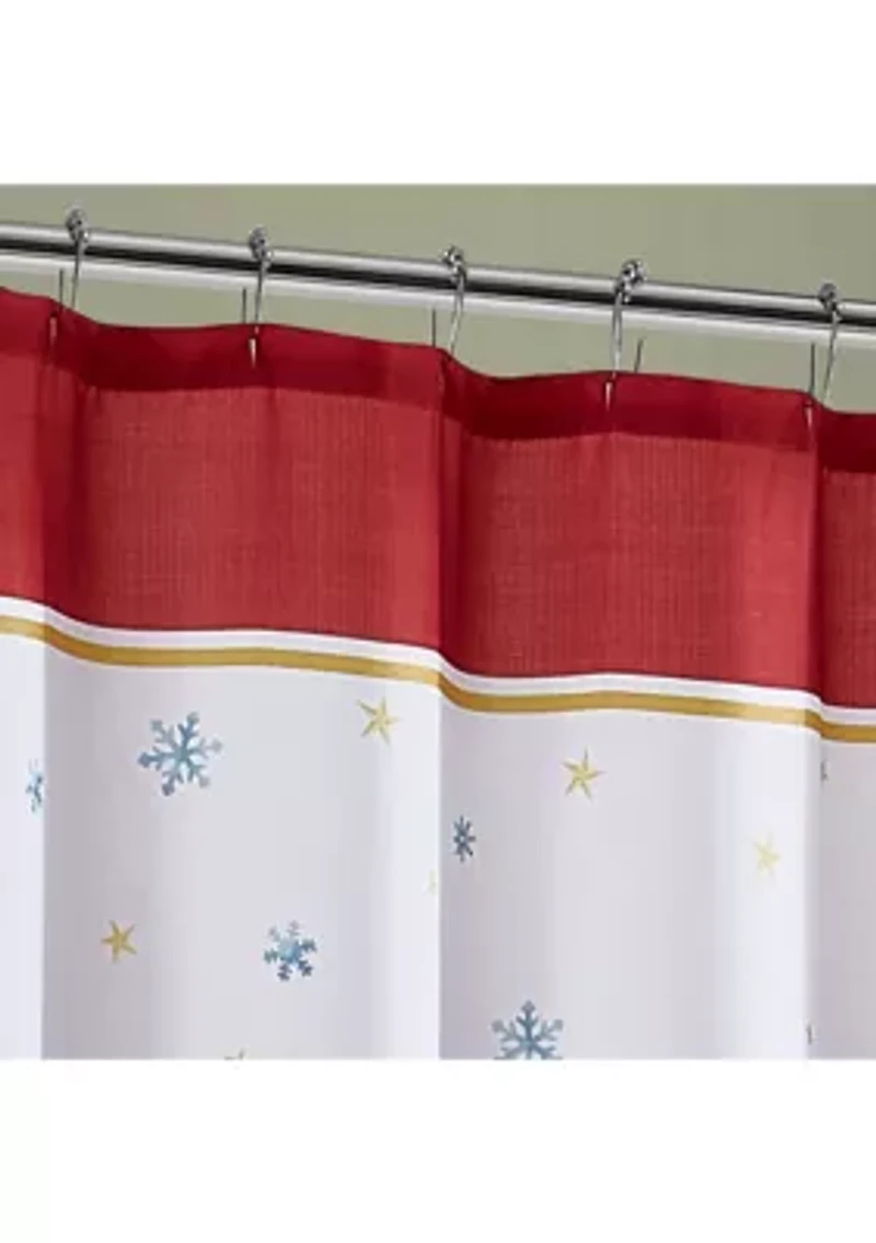 Santa’s Snowy Sleighride Holiday Fabric Shower Curtain - 70" x 72"