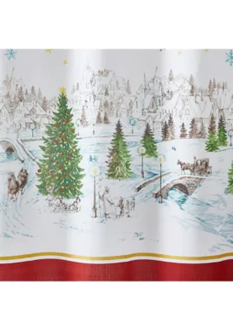 Santa’s Snowy Sleighride Holiday Fabric Shower Curtain - 70" x 72"