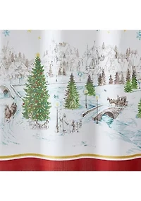 Santa’s Snowy Sleighride Holiday Fabric Shower Curtain - 70" x 72"