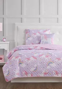 My World Rainbow Unicorn Full 4 Piece Quilt Set