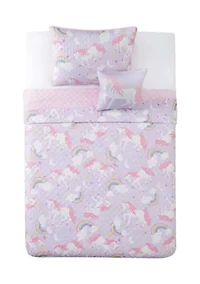 My World Rainbow Unicorn Full 4 Piece Quilt Set