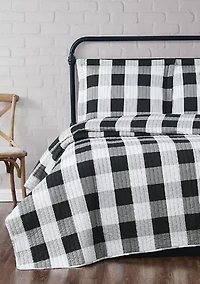 Truly Soft Everyday Buffalo Plaid Black King XL Quilt Set
