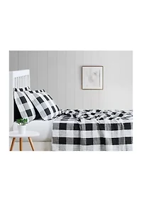 Truly Soft Everyday Buffalo Plaid Black King XL Quilt Set