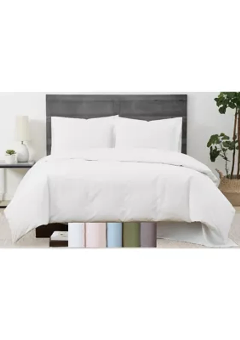 200 Thread Count Cotton Solid Percale Duvet Set