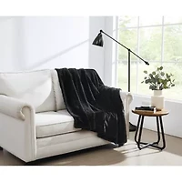 Vince Camuto Soft Faux Rabbit Fur Black 60x70 Throw Gift Box