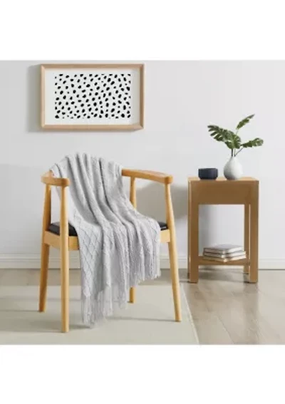 Brooklyn Loom Woven Texture Solid Dark Blue Throw