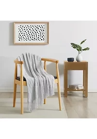 Brooklyn Loom Woven Texture Solid Dark Blue Throw